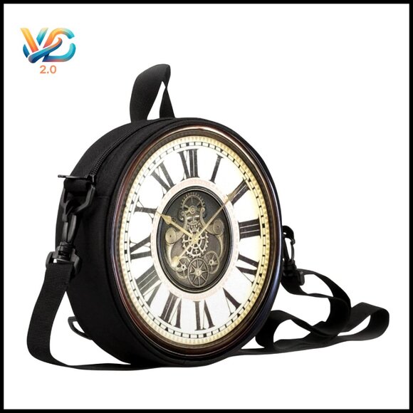 Small‎ Novelty Clock Shape Shoulder Bag, 300D Polyester, Adjustable Strap